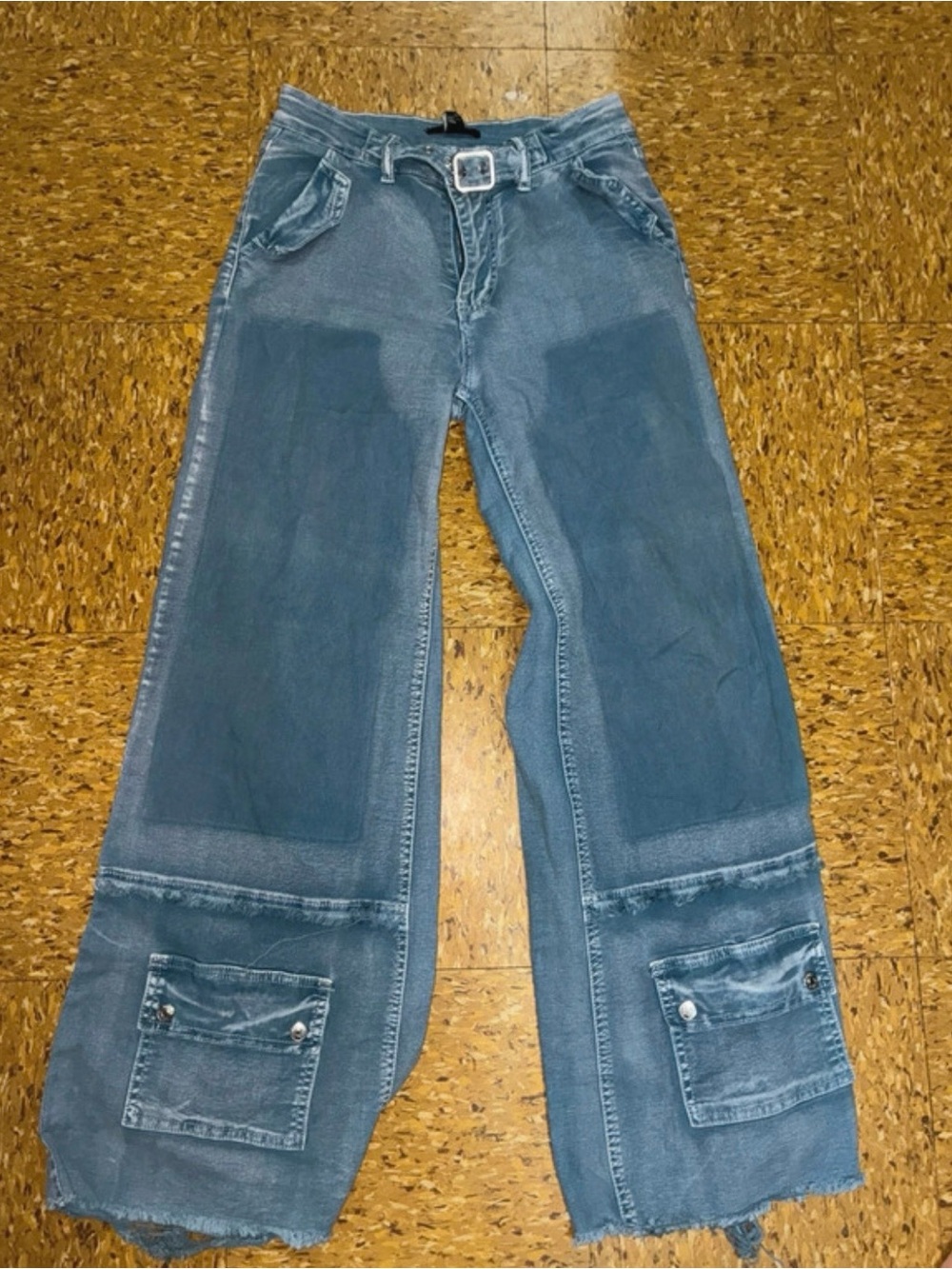 Forever 21 Women's Blue Patchwork Bootcut Jeans